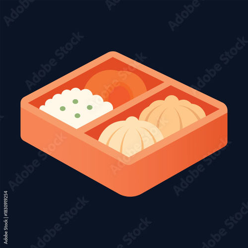 Bento Box Illustration – Japanese Lunch Box Flat Food Vector