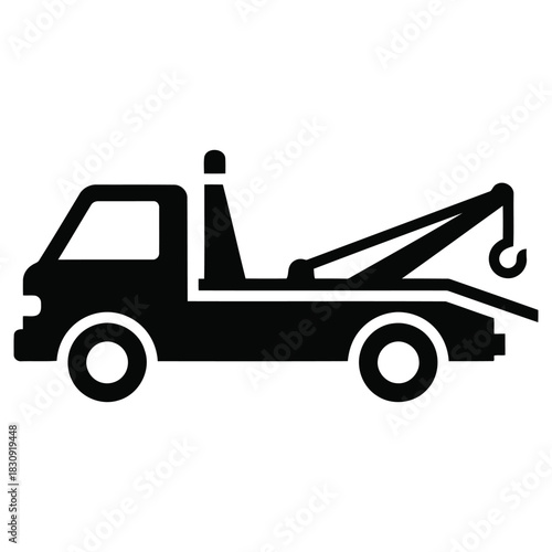 Tow Truck Icon Vector Illustration, Emergency Roadside Assistance, Vehicle Recovery Service