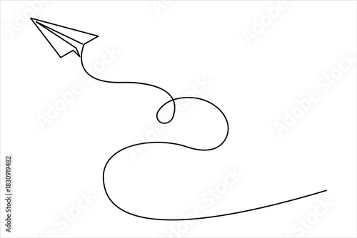 Paper plane continuous one line art drawing of design. single line art air plane travel concept icon vector illustration