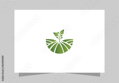 Agriculture and Farming Field, Eco-Friendly Plant icon, Green Farm Field logo vector design