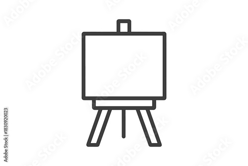 Outline symbol of an empty wooden easel supporting a blank white rectangular canvas