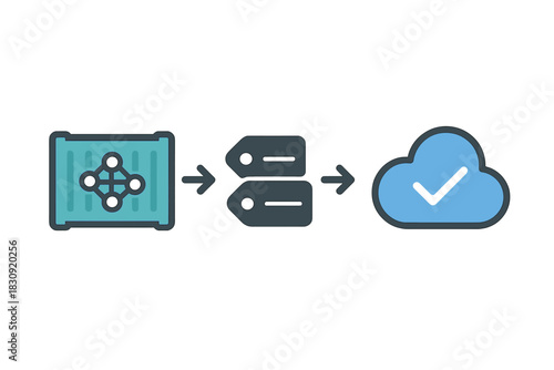 Data container processing and tagging before successful cloud deployment