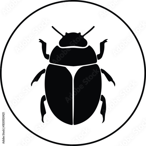 Illustration Scarab beetle in circle icon abstract emblem silhouette vector