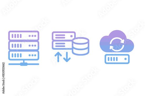 Server racks, database synchronization, and cloud computing storage technology