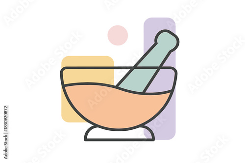 Minimalist mortar and pestle design for grinding herbs or preparing medicine