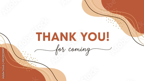 Contemporary thank you graphic with warm color palette, flowing lines, and elegant calligraphy for event appreciation