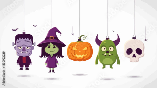 Spooky Halloween Characters Hanging Decoration Set