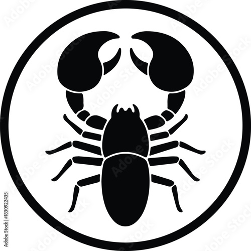 Illustration stylized scorpion with large claws black silhouette vector