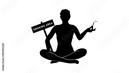 smoking area sign, black isolated silhouette
