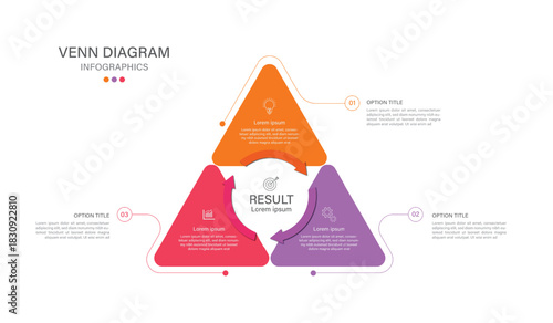 Venn diagram. Editable business infographic template design with 3 steps. Infographic template which can be used for presentations banners, workflow layout, annual report, web design.