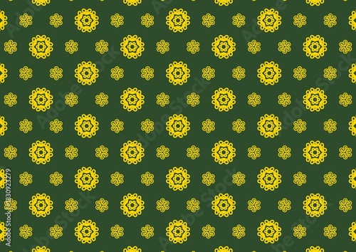 Abstract Floral Geometric Christmas Green Background Seamless Pattern 