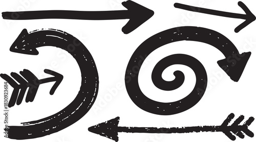 Hand Drawn Arrow Clipart: Black Sketch Arrows, Curved & Bold Arrow Designs