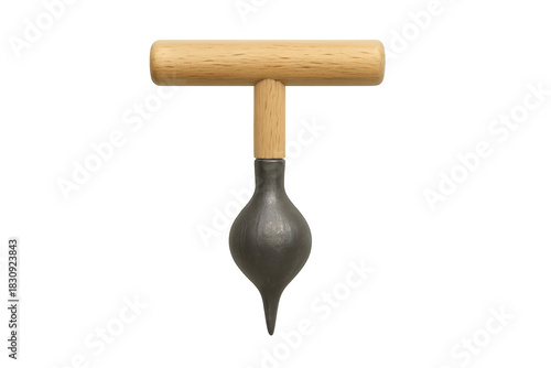 Plumb bob measuring vertical alignment on transparent background