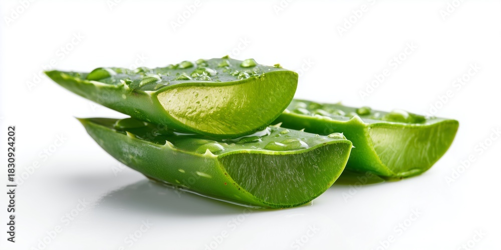 Fototapeta premium Harvesting fresh aloe vera leaves garden organic produce natural environment close-up view