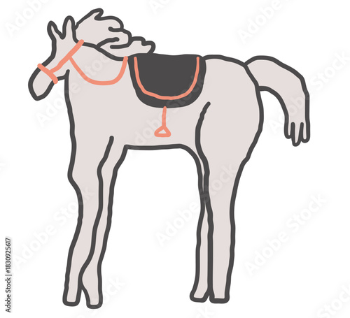 horse in hand drawn style in vector. element for decor postcard design print sticker animation poster background