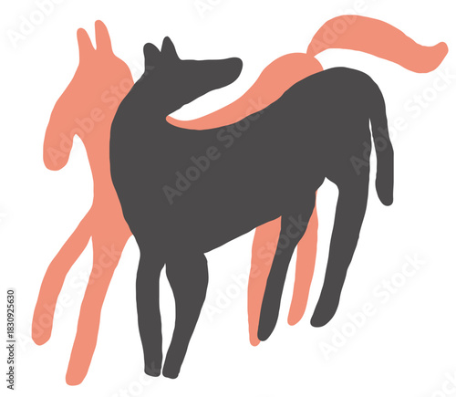 couple of horses in hand drawn style in vector. element for decor postcard design print sticker animation poster background