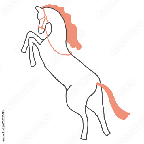 horse in hand drawn style in vector. element for decor postcard design print sticker animation poster background
