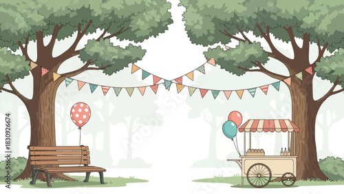 Park Carnival Scene A Festive Gathering Under the Trees