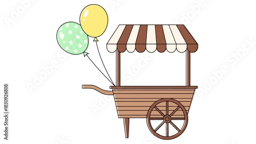Vintage Cart Illustration with Balloons Perfect for Events, Celebrations, and Designs