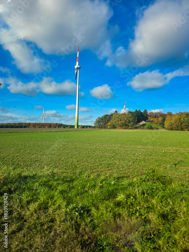 Wind Turbines over an Autumn Field