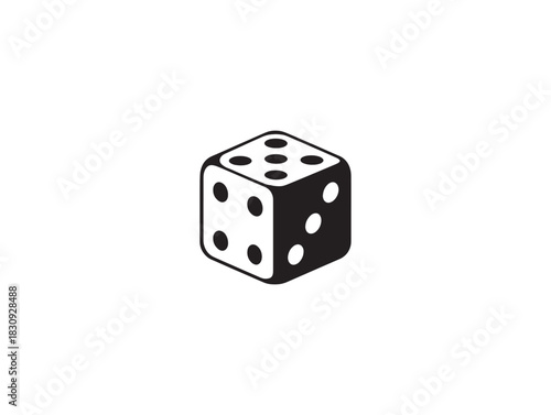 Dice Cube Casino Game Black Icon 2D Vector Line Art Minimal Design Concept Illustration