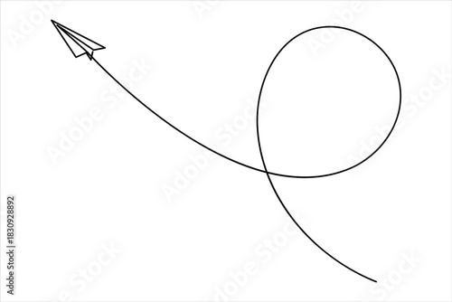 Paper plane continuous one line art drawing of design. single line art air plane travel concept icon vector illustration