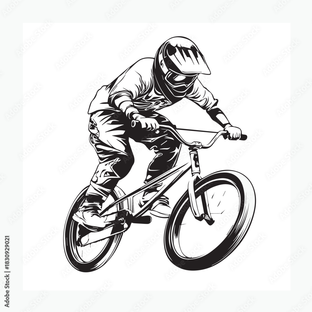 Fototapeta premium boy riding a bike