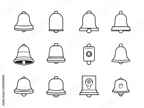 Doorbells vector icons set 2D vector line art modern minimal style for user interfaces