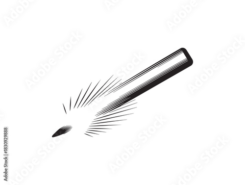 Dynamite burning stick illustration in 2D vector line art style for explosive designs