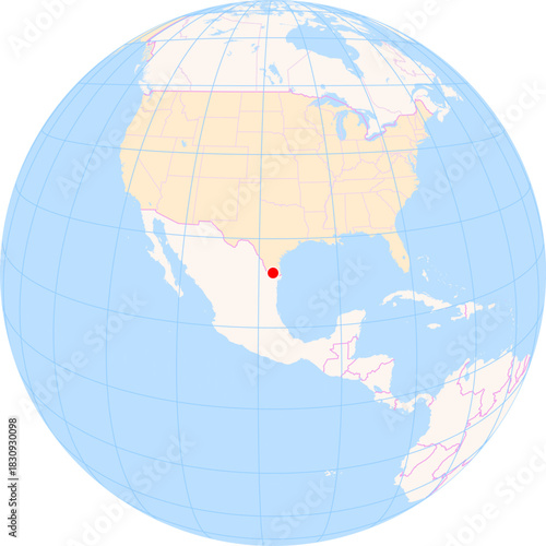 Location Map of Mcallen Miller Int. Airport (Mcallen, Texas, United States). IATA-code: MFE. No labels at all.