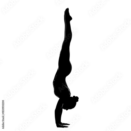 Elegant gymnast in a handstand silhouette showcasing balance and strength, perfect for fitness, wellness, and determination campaigns, inspiring flexibility