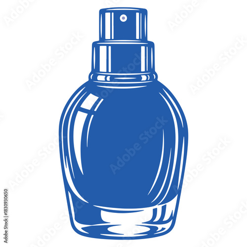 Elegant blue spray bottle vector illustration for beauty and hygiene product packaging concept design with clean minimalist style and white accents