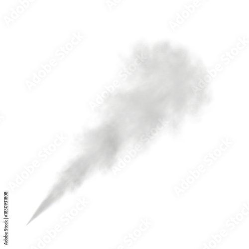 Wispy white steam plume isolated on transparent background