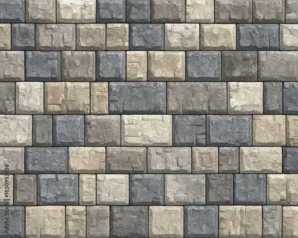 Obraz premium Multi-Colored Rectangular Stone Wall Pattern
