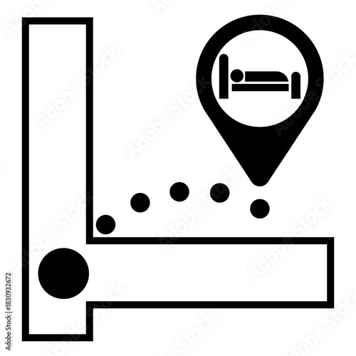 Bed symbol icon for the direction to the hotel location