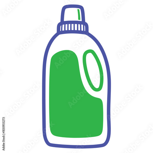 Green laundry detergent bottle illustration for clean household and fabric care products vector image for cleaning solutions