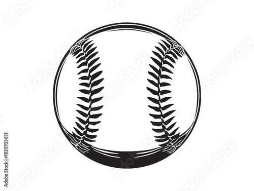 Minimalist black and white baseball ball vector illustration simple sports icon for graphic projects