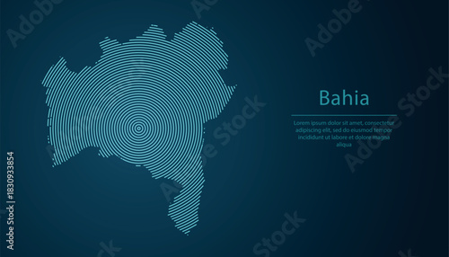 Bahia state of Brazil. Map contour with abstract circular line pattern