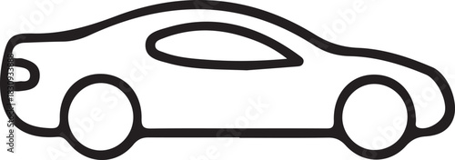 Minimalist Car Outline Icon: Transportation, Auto Industry, Mobility, and Vehicle Finance Symbol