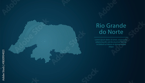 Rio Grande do Norte state of Brazil. Map contour with abstract circular line pattern