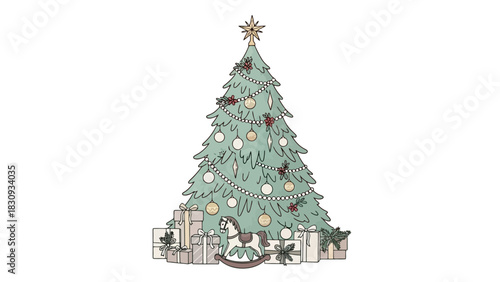 Christmas Tree with Gifts Holiday Season Joy and Festive Decor