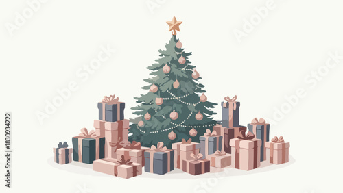 Christmas Tree with Gifts Festive Season Illustration for Holiday Celebrations