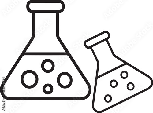 Chemistry Laboratory Erlenmeyer Flasks Icon: Science, Research, Testing, and Experiment Symbol