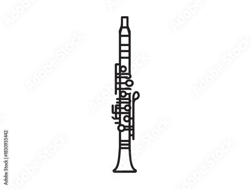 Minimalist clarinet icon 2D vector line art design suitable for modern graphic design works