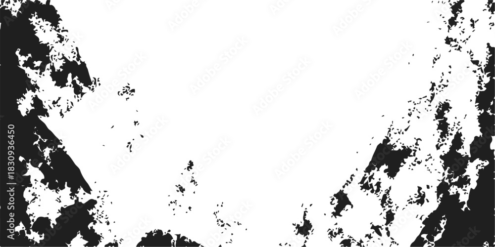 Fototapeta premium Abstract black grunge border design with ink splatter and vintage floral decoration texture