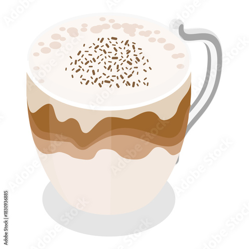 3D Isometric Flat Vector Set of Coffee Beverages, Cafe Menu. Item 13
