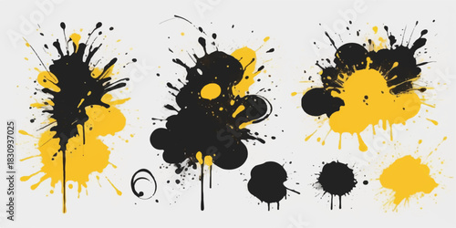 Abstract black ink grunge paint splatter drop texture background vector illustration