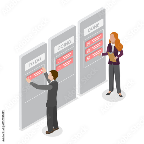 3D Isometric Flat Vector Illustration of Project Management, Outsourcing. Item 1
