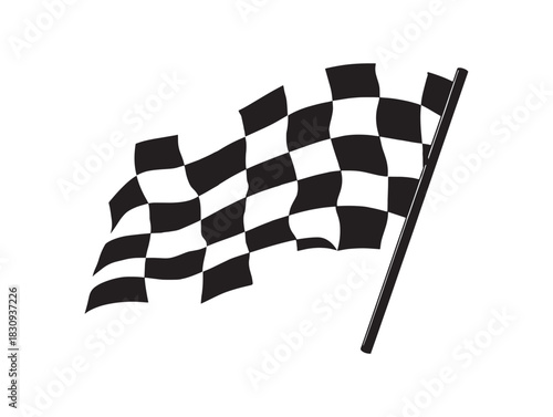 Minimalist finish flag symbol 2D vector line art illustration for racing and sport design