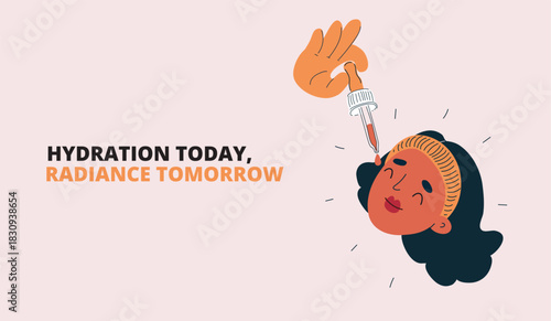 Vector illustration of a cosmetology treatment like painting confidence on skin